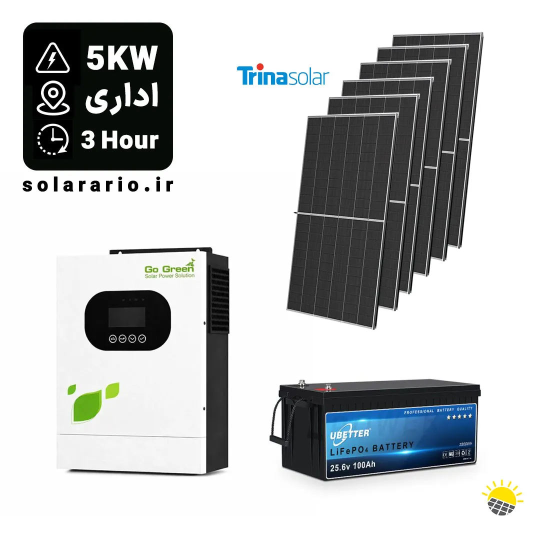 پکیج خورشیدی قطعی برق 3 ساعته اداری 5000 وات